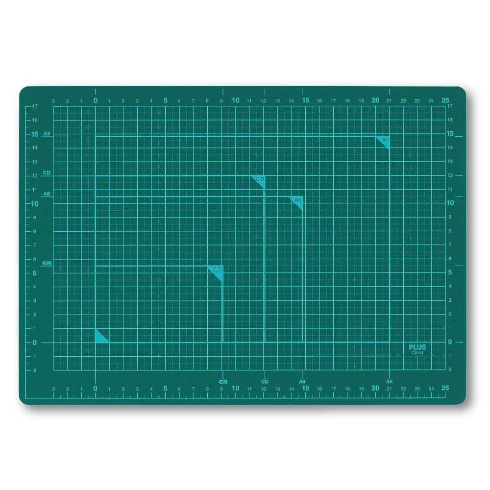 PLUS(プラス) カッターマット 両面 A4 230×320mm グリーン 48-573