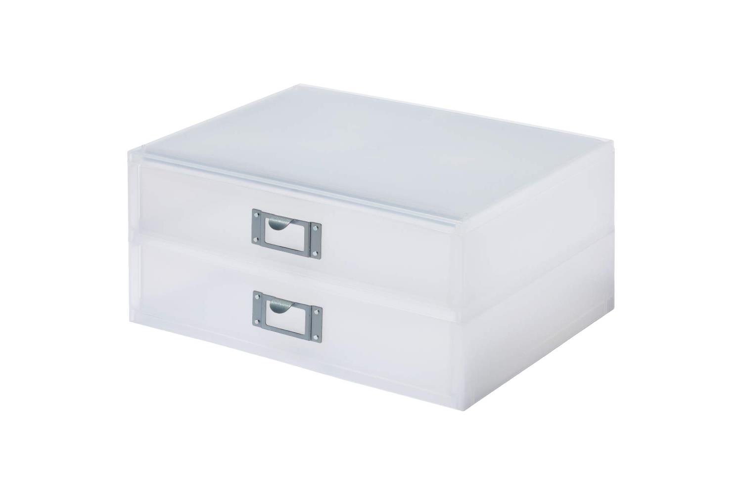 ライクイット (like-it) 収納ケース A4 引き出し 書類ケース 横型 2段 幅33.7x奥27.7x高18.5cm ホワイ..