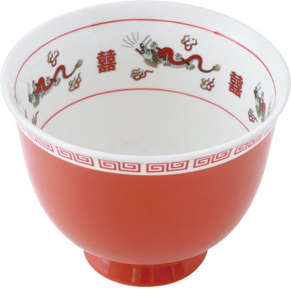 アルタ Artha おまち堂 ラーメシバチ 龍 (りゅう) 本格的な町中華 390g 食洗器対応 電子レンジ対応 磁器 赤 AR0604214