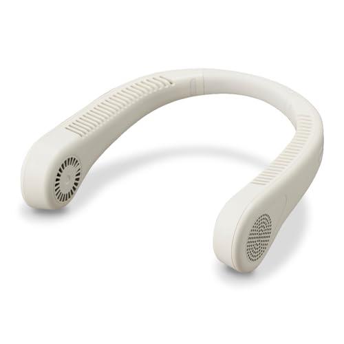ドウシシャ スマートネックファン 2電源対応(充電式・USB電源) 風量3段階 充電時間5時間 DC ホワイト