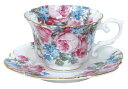 ロイヤルアーデン コーヒー ティー カップ ソーサー セット 陶器 電子レンジ対応 ボーンチャイナ 240ml 花柄 薔薇 ブルー 37100