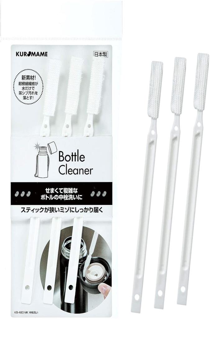 まめいた(Mameita) キッチン スポンジ ホワイト 幅1cm×奥行0.5cm×高さ17cm 中栓 洗い 茶渋 落とし スティック 細かい溝 細かい汚れに 新素材 3個入 日本製 KB-480