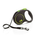 フレキシ (flexi) ブラックデザイン テープ S(15kg未満) 5m グリーン 犬用リード