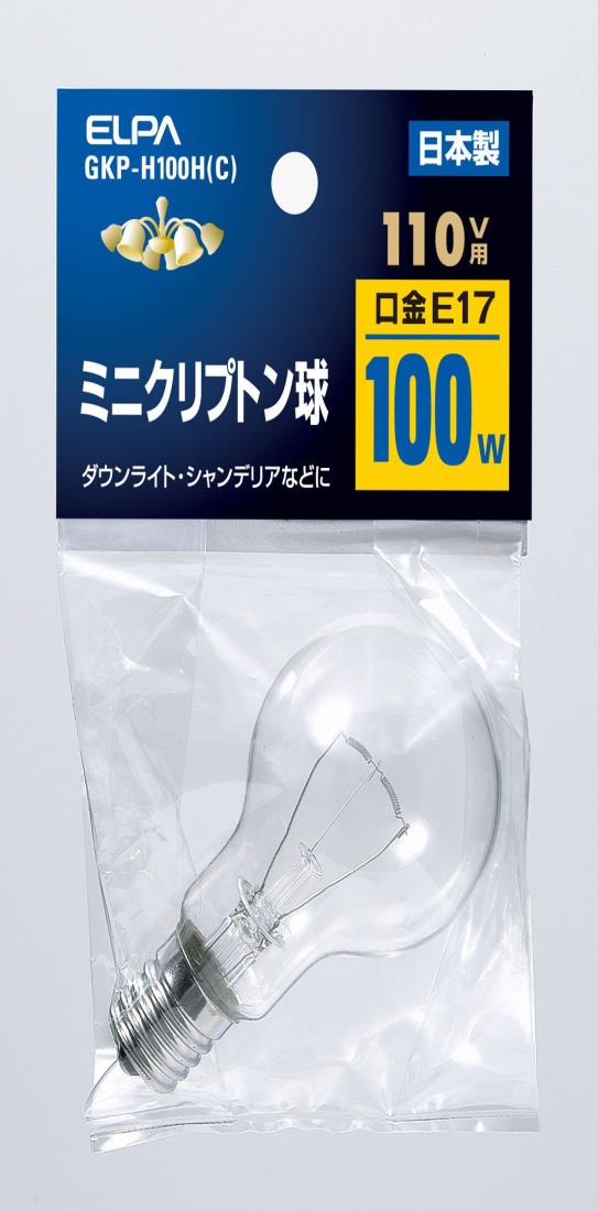 エルパ (ELPA) ミニクリプトン球 電球 E17 100W クリア GKP-H100H(C)