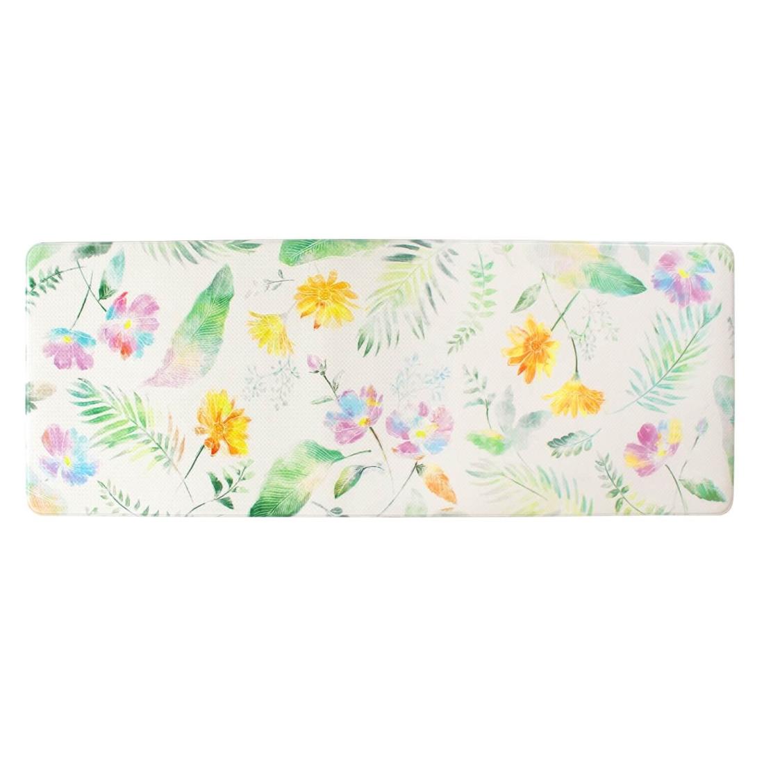 オカ(OKA) ササっと拭けるマット キッチンマット 約45cm×120cm アイボリー(フィオレ) (拭ける PVC 塩化ビニル)