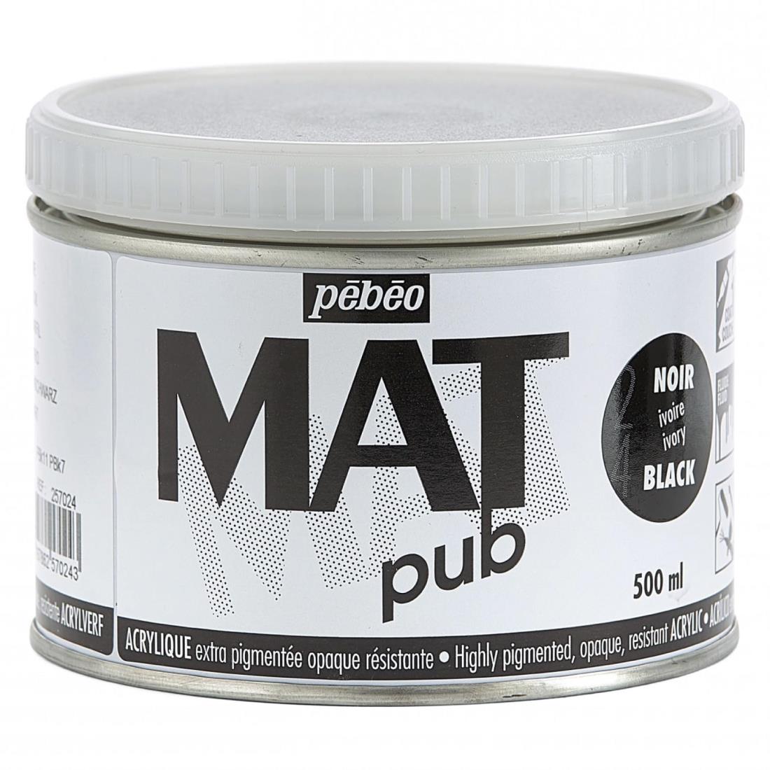 ペベオ(Pebeo) ウォールアート用水性アクリル絵具 マットピュブ 500ml アイボリーブラック24