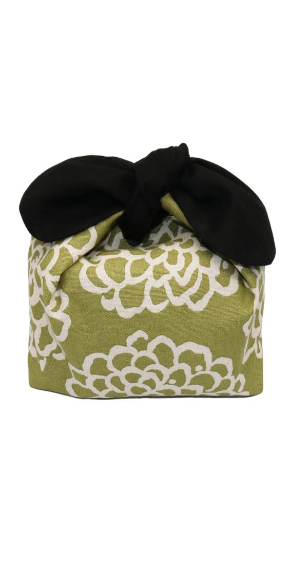 お弁当袋 保冷保温 ランチバッグ 紐なし 結ぶタイプ あづま袋 リボン ダリヤ (グリーン)