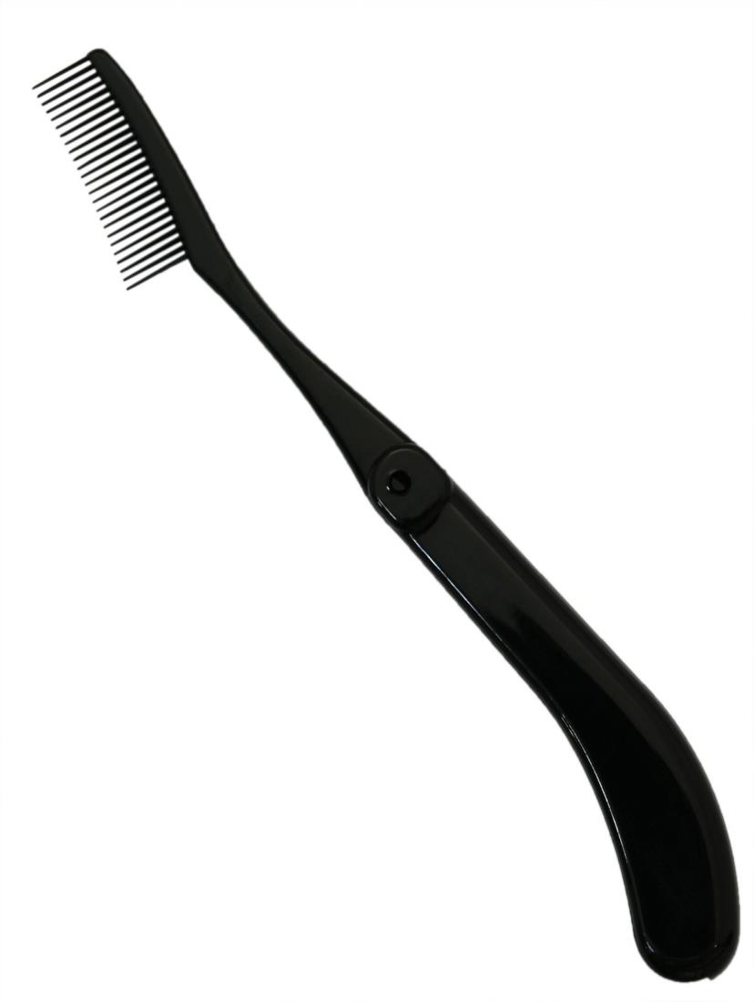 志々田清心堂 折りたたみ式 マスカラ＆アイブローコーム (マスカラダマ取りコーム) ブラック 1個 (x 1)