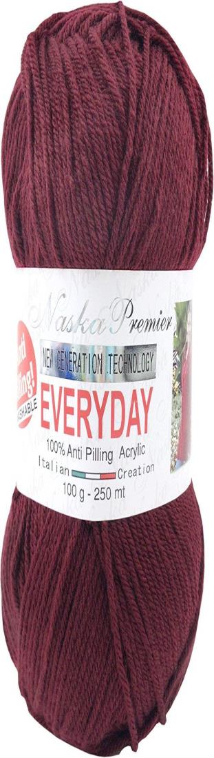 NASKA 手編み毛糸 エブリデイ ソリッド 並太 COL. 7 レッド 系 約 100g 250m N-53