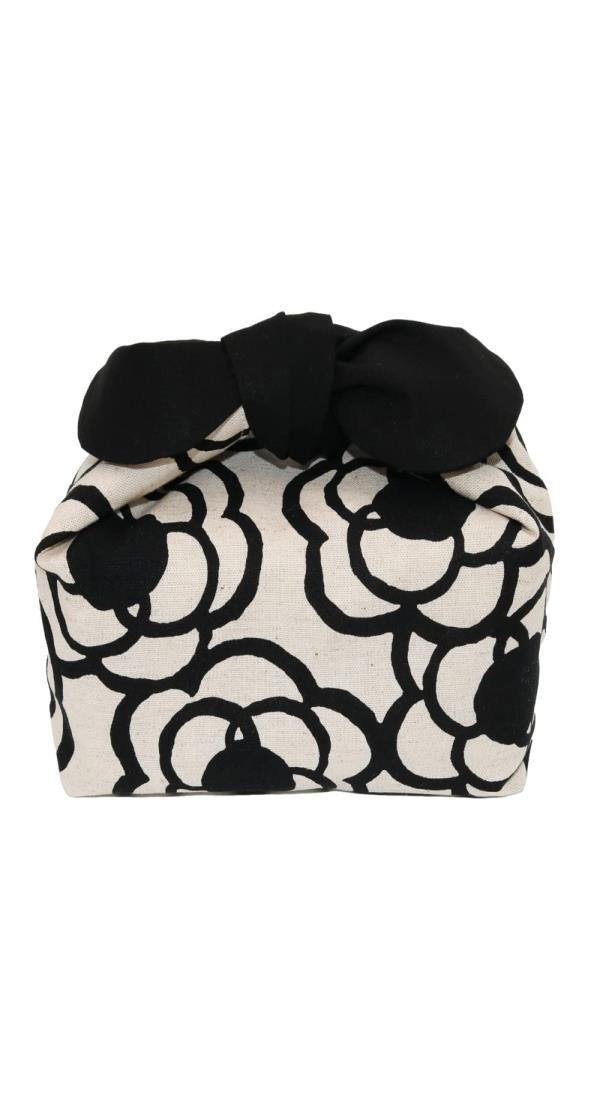 お弁当袋 保冷保温 ランチバッグ 紐なし 結ぶタイプ あづま袋 リボン カメリア (生成り)