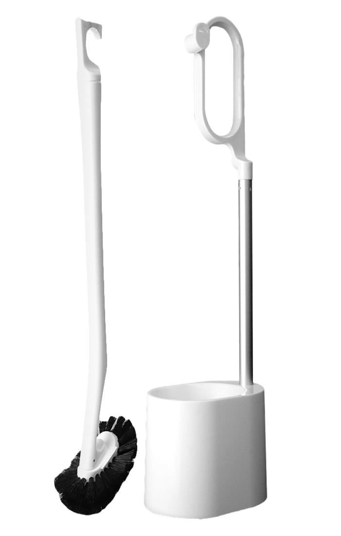 日本クリンテック Ka:z Clean トイレブラシ＆スタンド W ホワイト 幅9.5cm 全長46cm 取って付きケース ..