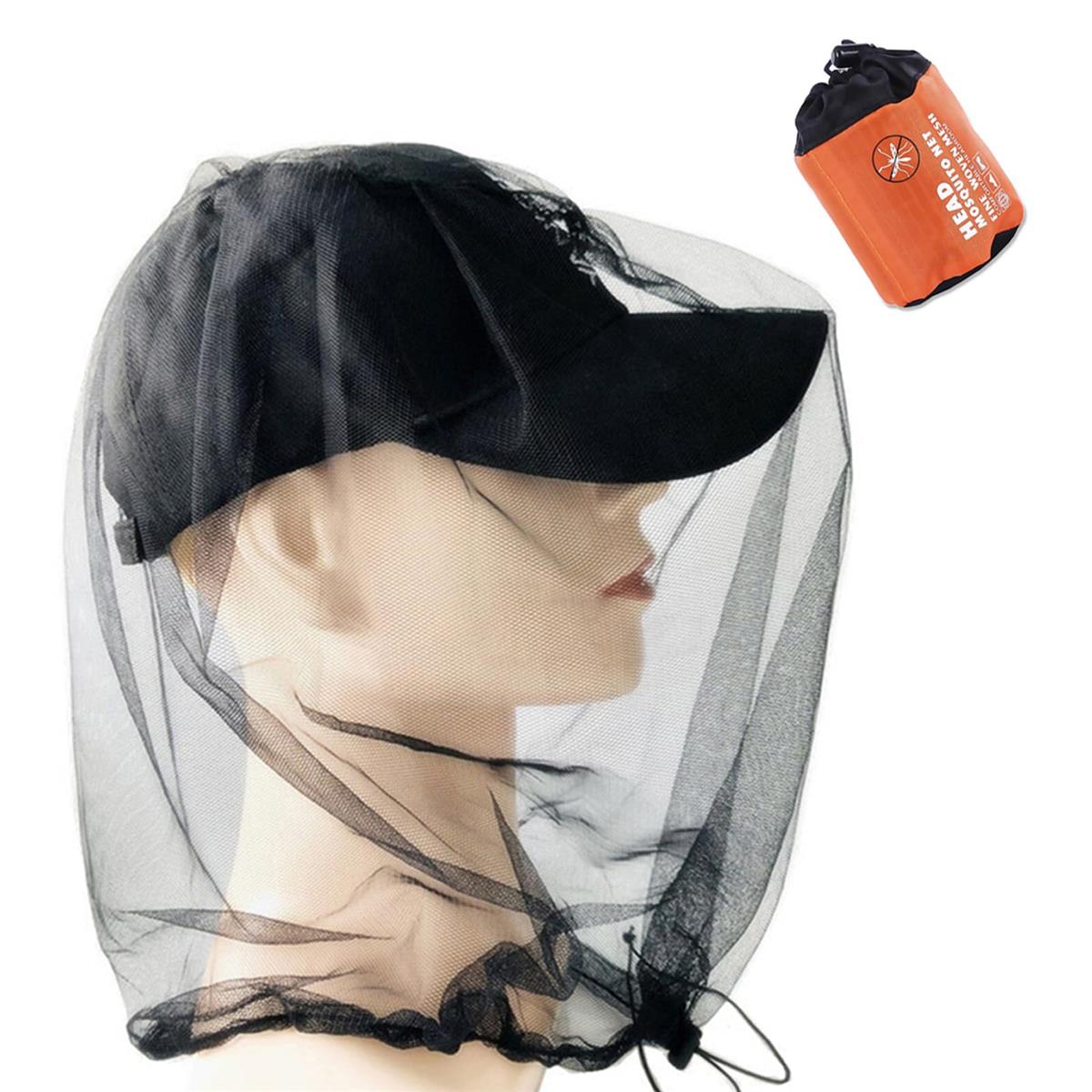 サムコス アウトドア 虫除け ネット ブラック 収納ポーチ付き 蚊よけ メッシュ 防虫 ヘッドネット カバ..