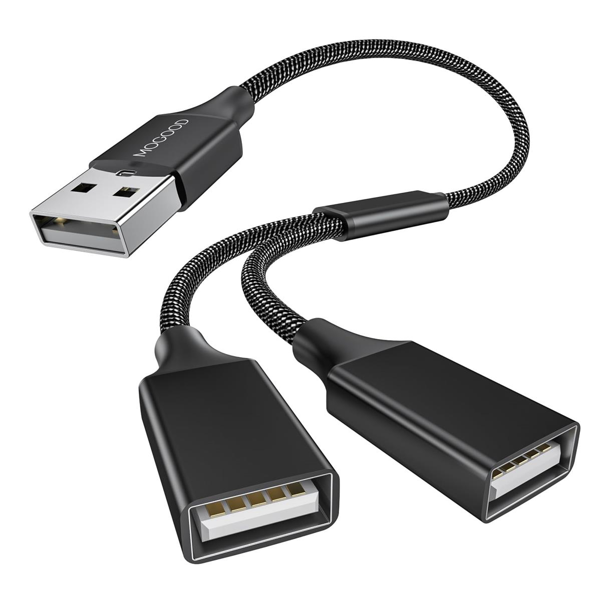 MOGOOD USB分岐器 USBスプリッタYケーブル 1進2出アダプタ充電/データ伝送のためのダブルUSB 2.0電源ケ..
