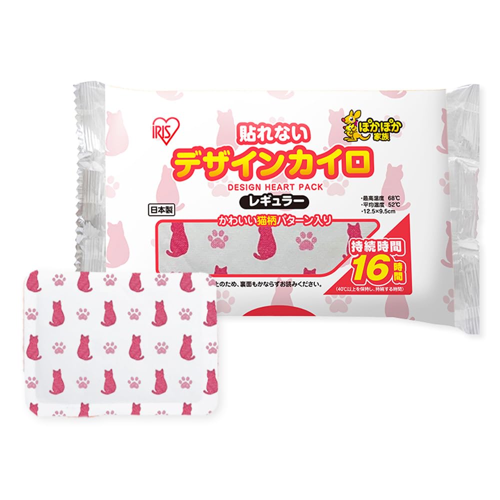 アイリスオーヤマ 使い捨てカイロ 貼れない 10枚 日本製 ネコ ぽかぽか家族