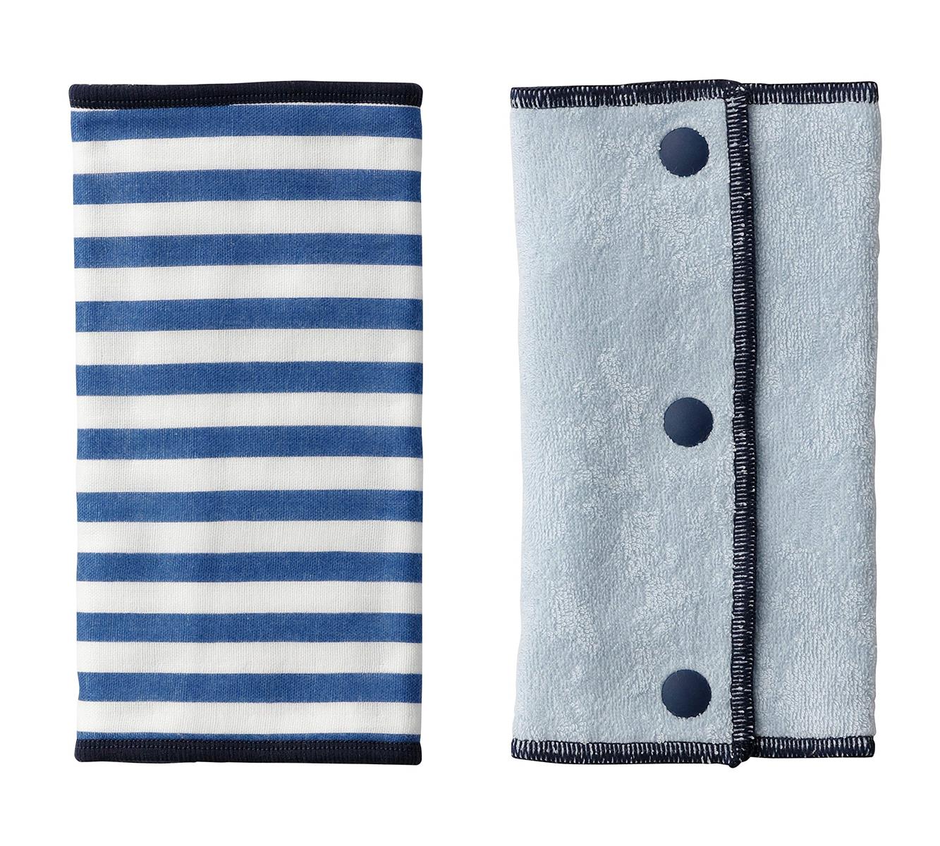 カラー：ブルーボーダー◆商品名：BABYHOPPER ベビーホッパー ガーゼベルトカバー ブルーボーダー 0か月~ CKBH00110よだれが染み込みにくい対象 0ヶ月 ~【材質】 表地:綿100% 中地(2層):綿100 %、ポリエステル100% 裏地:綿100% 【サイズ】 W9.5×D1×H18 【商品説明】 リバーシブル防水生地をはさんだ4重構造でよだれが染み込みにくく、やわらかダブルガーゼとふんわりパイルのリバーシブル仕様。 【お手入れ方法】 中性洗剤を使用して手洗いをし、日陰で吊り干しをして乾かしてください。 ■色移りするおそれがあります、白物と分けて、または同系色のものと一緒に洗濯してください。 ■蛍光増白剤入り洗剤、漂白剤使用不可 ■乾燥機使用不可 ■ちぢみ、糸が出てきたときは引っ張らずにハサミでカットしてください。 ■濡れたまま長時間放置しないでください