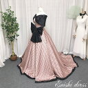 ウェディングドレス カラードレス ドット柄 オフショルダー ウエストリボン パール 取り外し ピンク ブラック 結婚式 披露宴 二次会 前撮り パーティー かわ...