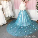 オーバースカート 花柄 サッシュベルト付き チュール 色変更可 ウェディングドレス 結婚式 披露宴 二次会 前撮り パーティー おしゃれ インスタ映え 上品 高...