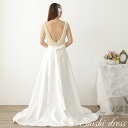 ウェディングドレス サテン サッシュベルト付き パール 前撮り 後撮り 結婚式 披露宴 二次会 パーティードレス Aライン おしゃれ インスタ映え サイズオーダ...