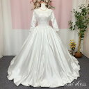 ウェディングドレス サテン 長袖 パール付き 二次会 花嫁 ドレス 前撮り 後撮り フォトウェディング 結婚式 披露宴 パーティー かわいい エレガント 豪華 ...