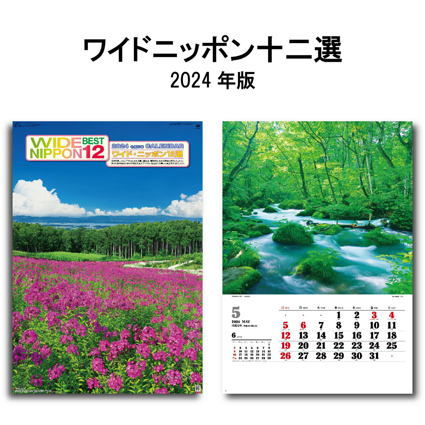 楽天神宮館縁堂　楽天市場店カレンダー 2024年 壁掛け ワイドニッポン十二選 SG530 カレンダー 2024 壁掛け 2024年版 壁掛けカレンダー B/2切 おしゃれ スケジュール 便利 日本 絶景 景観 自然 風景 名勝 写真 豪華版 フィルム カレンダー 237779