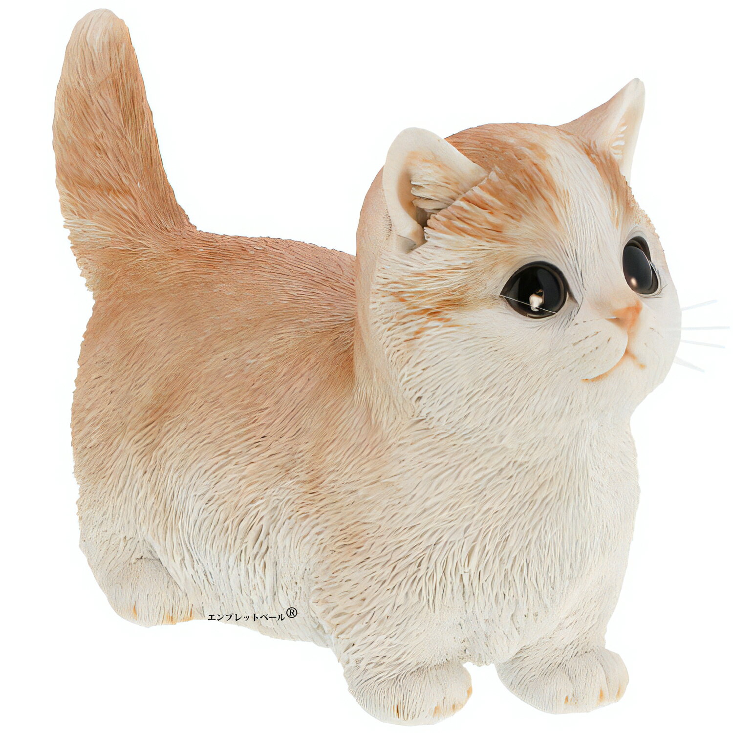 リアルすぎてドキッとするほど本物そっくりなネコの ガーデンオーナメント マンチカン お座り 見つめる 猫好きな人へのプレゼント オブジェ 置物 クリーム、ブルーの2色からお選びいただけます