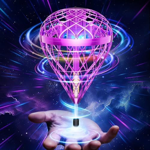 Gimama マジック フライングボール Pro 「浮く・跳ねる・手足で遊べる最新型トイ」空飛ぶボール 知育玩具 LEDライト付き ドローン おもちゃ 子供 クリスマスプレゼント 人気を集めているプレゼント (パープル)