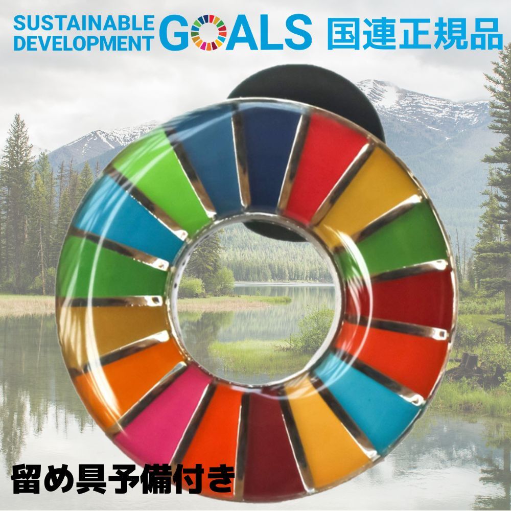 SDGs バッジ 本物 ピンバッジ 正規品 国連本部限定 丸みのあるタイプ 予備の留め具付き SDGsバッジ 17の目標 バッチ バッヂ 1