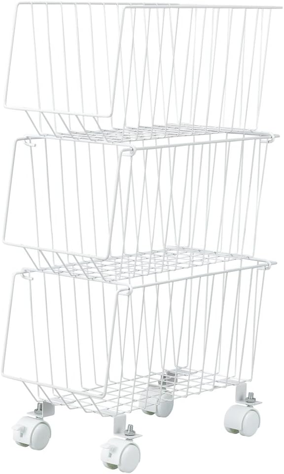 ＼店内全品エントリーで10倍！／ 高儀 スタッキング式3段マルチ収納バスケットスリム ホワイト 収納 バスケット キャスター 収納ラック キッチン収納 ランドリーラック