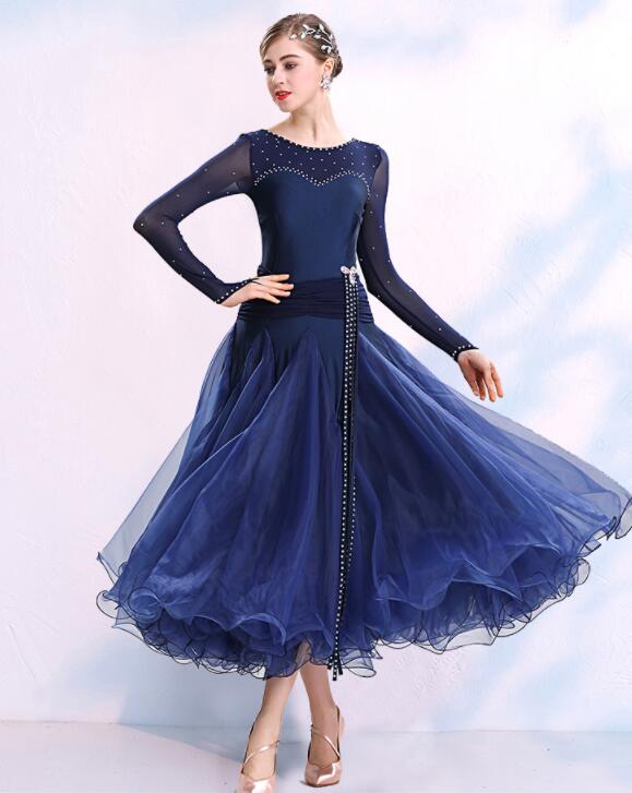 ドレス ダンス スタンダダン 演出服競技用 人気 ワルツドレス 高級感 踊りドレス エレガント イベント服 ステージ衣装 優雅 大人