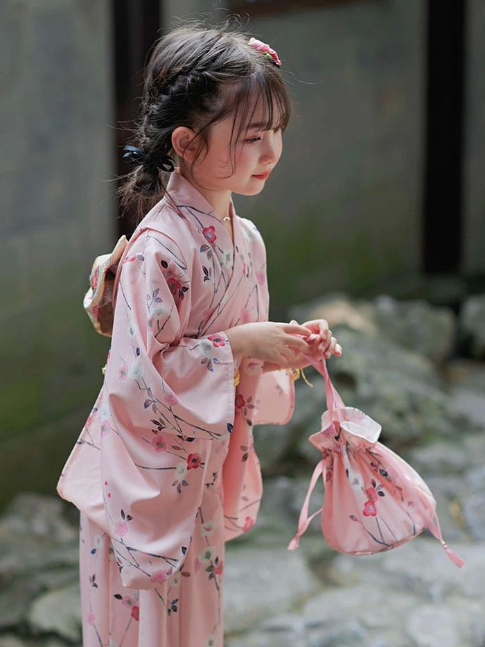 桜 浴衣 花柄 3点セット 子供 浴衣単品 キッズ 着物 桃色 浴衣単品 女の子 ピンク ...