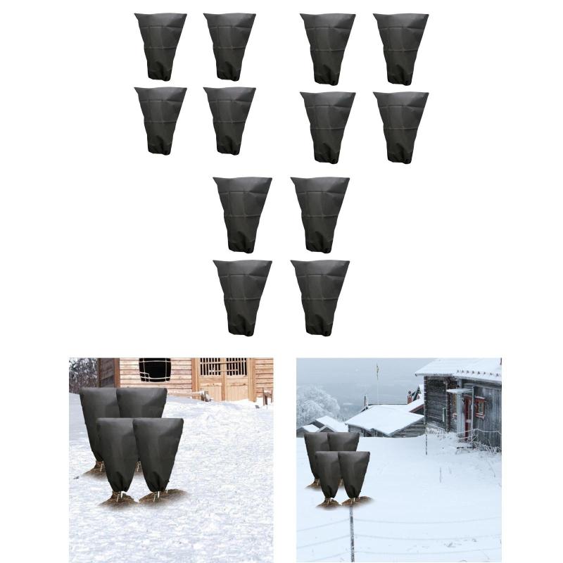 4枚セット 鉢植え植物用 低木 屋外植物 巾着バッグ 植物ブランケット 凍結防止プロテクター