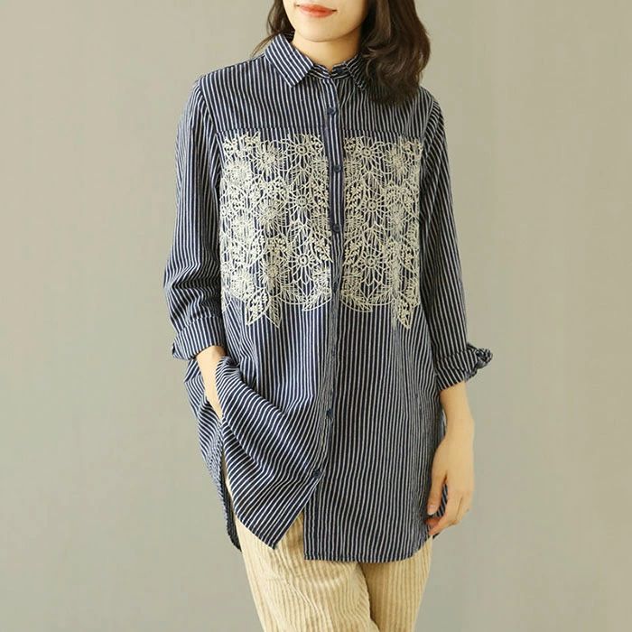 Rakuten - シャツ レディース 長袖シャツ ロングシャツ シャツブラウス ブラウス チュニックシャツ チュニック 前開き 長袖 レース ストラ