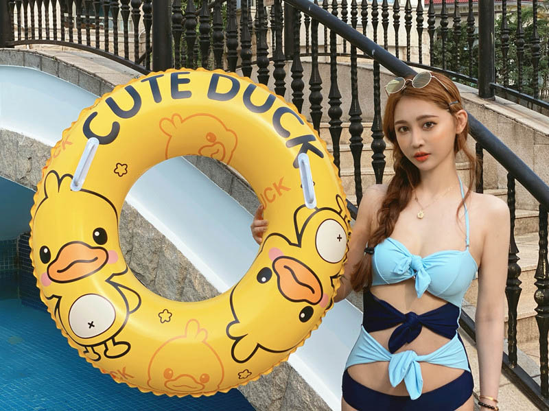 エンジョイ工房のビーチ 可愛い フロート フロート 流れ duck 浮き輪 水遊び 2022 親子 川 Arrival New 海 夏 プール おも 子供用 ダック 大人用｜アングル3