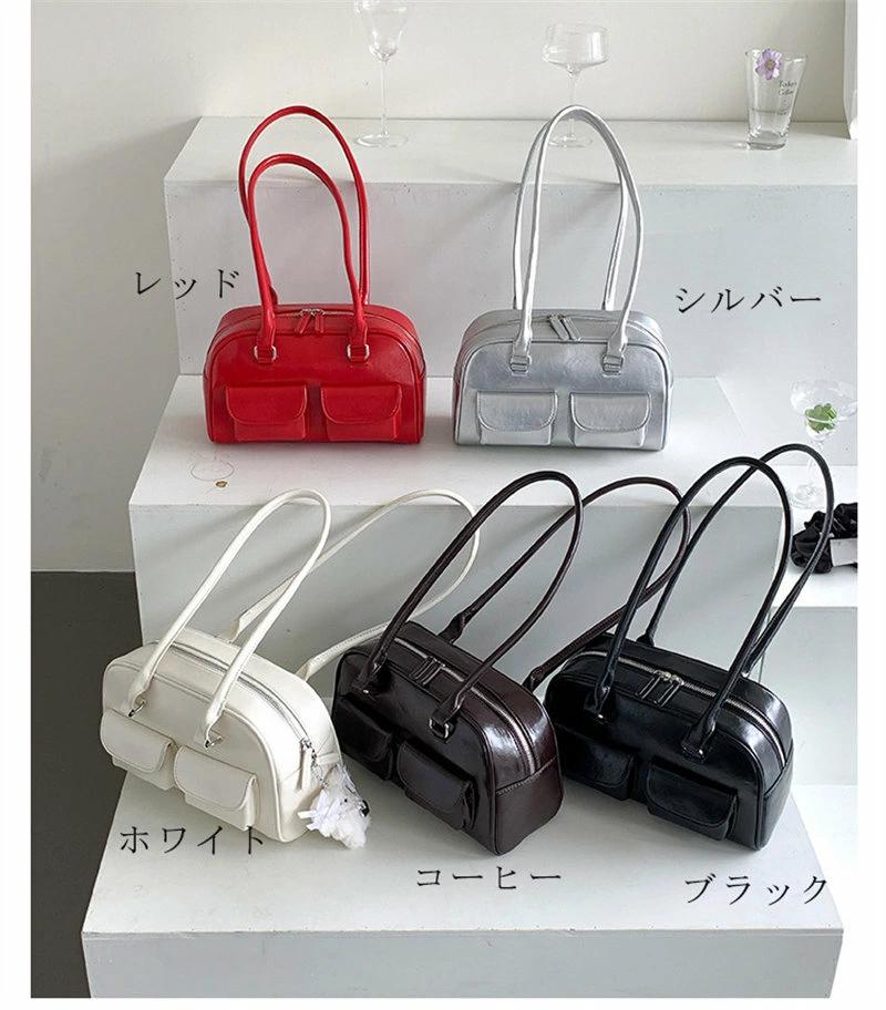 通勤バッグ ショルダーバッグ 横長い 小さめ 合皮 ボウリング ハンドバッグ バッグ...