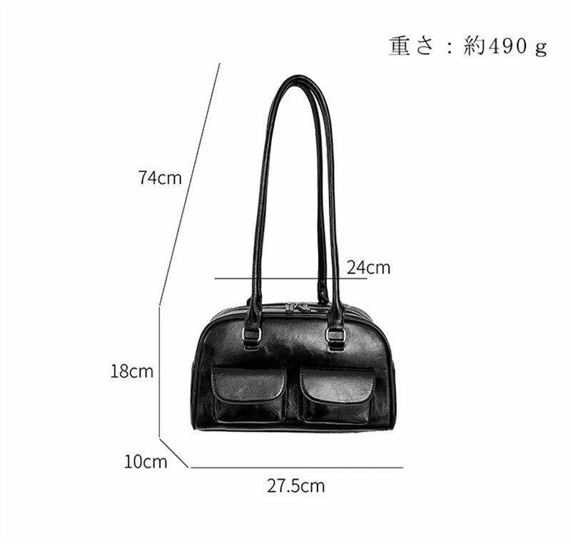 通勤バッグ ショルダーバッグ 横長い 小さめ 合皮 ボウリング ハンドバッグ バッグ...