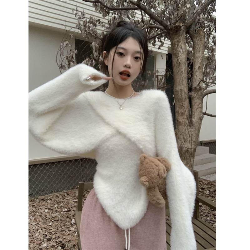 グ 長袖 ボレロ 送料無料 レディース 無地 ニット シャギーニット ドルマンスリーブ 2点セット 個性的 ..