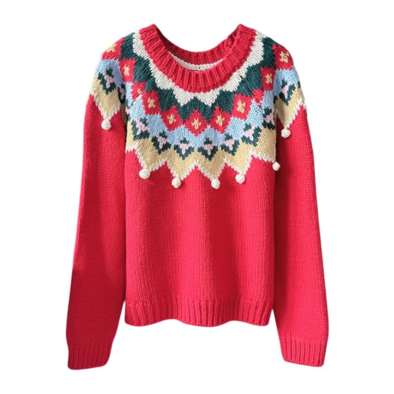 クリスマスセーター ラウンドネック 冬 カジュアル 長袖 スウェットシャツ セーター