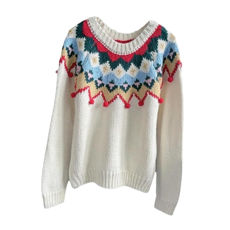 クリスマスセーター ラウンドネック 冬 カジュアル 長袖 スウェットシャツ セーター