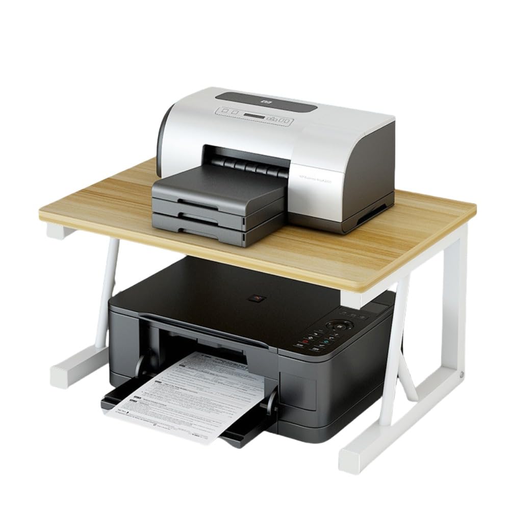 Rakuten - (48*30*27CM 温白色) 耐荷重35kg 大容量 木製 卓上 プリンターラック組立品 デスク 机上台