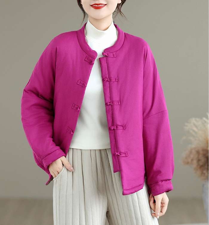レディー レディース 大きいサイズ きれいめ 長袖 ブルゾン アウター ジャケット ゆったり ノーカラー チャイナボタン 予約商品