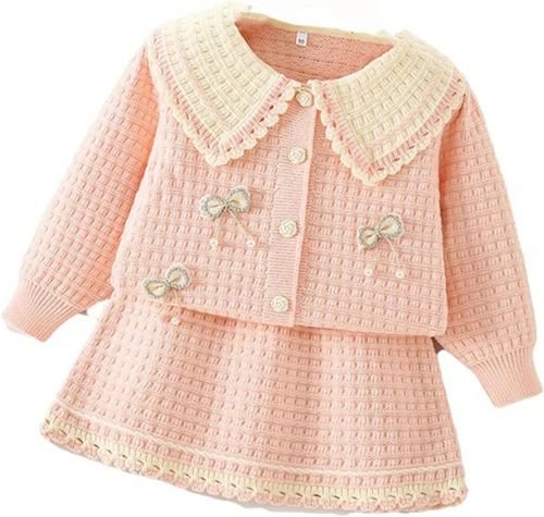 秋服 レジャー かわいい 上下セット セットアップ ニットトップス＋スカート 2点セット キッズ 冬服 通..