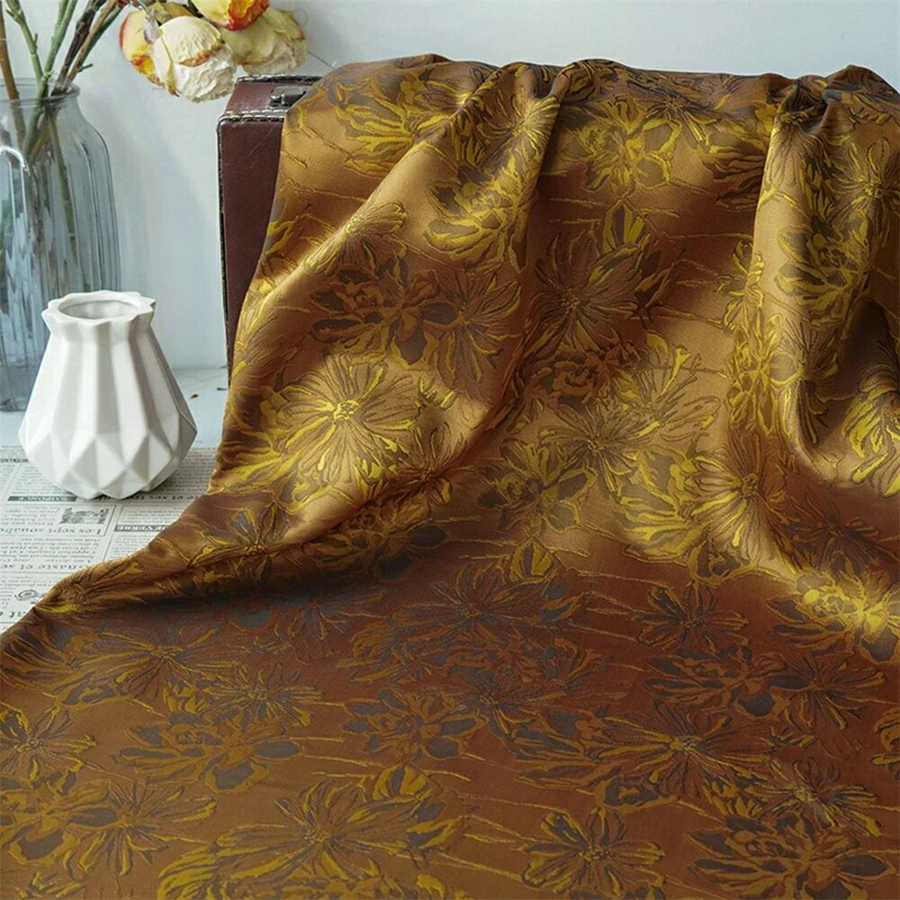 ゴールド 花柄 色織り生地 布地 布 生地 ジャカード生地 90cm単位 155cm幅