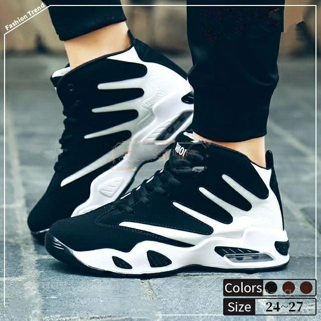 スニーカー おしゃれ かっこいい エアー ランニングシューズ メンズシ ハイカット 厚底 幅広 メンズ ウォーキングシューズ 軽量
