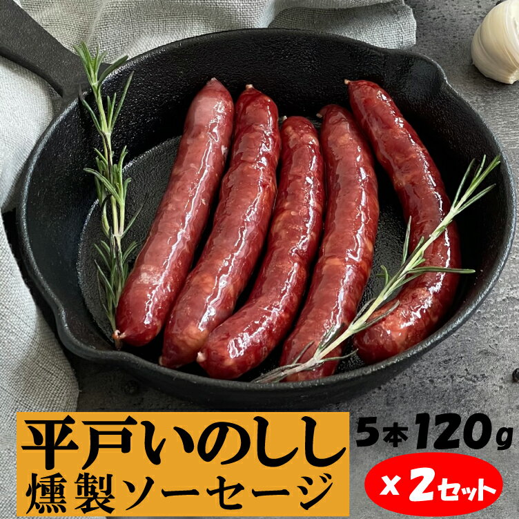 ジビエ 平戸 いのしし 燻製 ソーセージ 120g 2セット 猪 猪肉 スモーク イノシシ肉 天然猪 ジビエ肉 自然食 天然食 いのしし肉 加工品 栄養 人気 BQQ キャンプ 猪肉ソーセージ ウインナーソーセージ 西九州させぼ地域商社