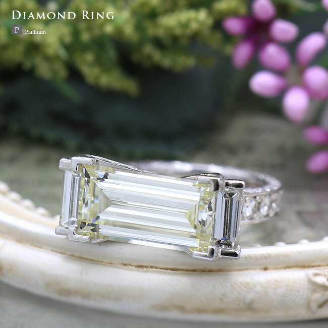 5.931ct ダイヤモンドデザインリング エメラルドカット センター5.048ct プラチナPt900 5カラット 大粒【母の日 プレゼント ギフト お祝い ジュエリー 誕生日 記念日】