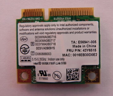 UQ・WIMAX Lenovo/ Thinkpad 純正 Intel Wimax・Wifi 5150 ANX 無線カード 43Y6515 T400s L410 L510 SL410 SL510
