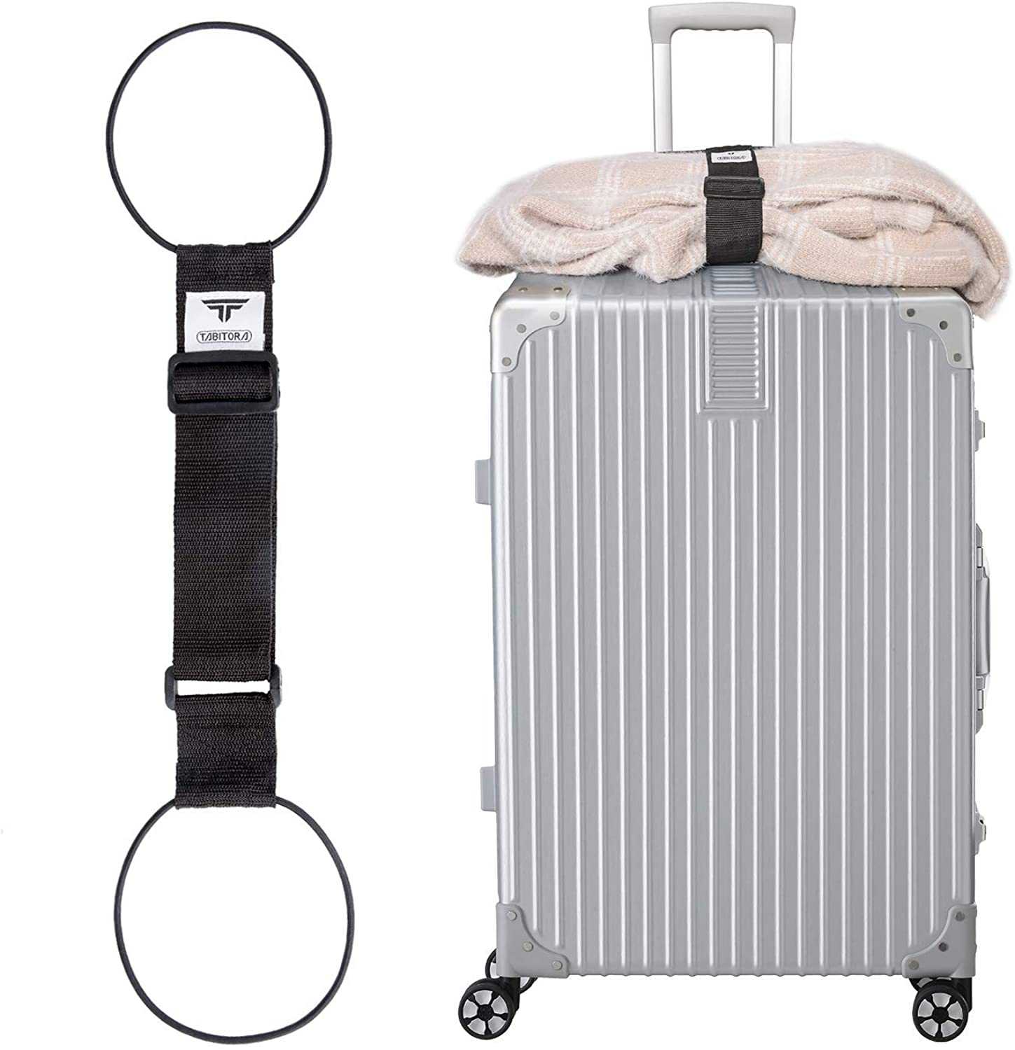 TABITORA 「BXD01-Black」 バッグとめるベルト スーツケースベルト 旅行用品 旅行便利グッズ スーツケースベルト 57-75cm 調節可 x 幅5cm 2