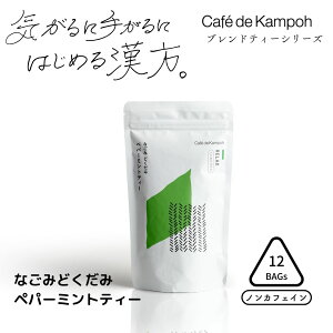 1000円ポッキリ! なごみどくだみペパーミントティー12包 ティーバッグ cafe de kampoh 漢方 ブレンドティー ノンカフェイン 抗酸化作用 送料無料 黒姫和漢薬研究所 健康茶 どくだみ リラックス ナイトティー ギフト