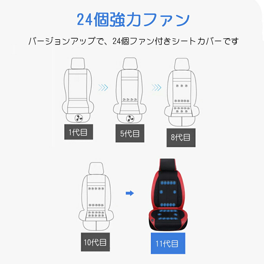 【500円クーポン＆ポイント2倍】2024年最新バージョン シートクーラー クールシート 車 シート クーラー 蒸れ防止 ファン付き シートカバー 送風 冷風 カーシート クーラー 通気性 暑さ対策 自動起動/停止機能 涼しい DC12V 熱中症対策 3色選択可