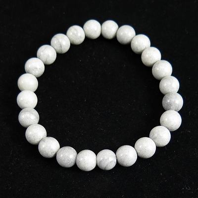 愛媛県産 カルスト鍾乳石　8mm玉ブレスレット 証明書付 18.6g